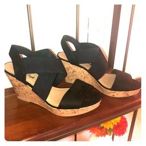 Black cork wedge sandal